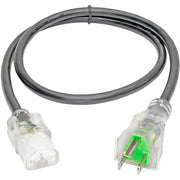 Tripp Lite 3ft Computer Power Cord Hospital Medical Cable 5-15P to C13 Clear 13A 16AWG 3' - P006-003-HG13CL