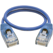Tripp Lite by Eaton Cat5e 350 MHz Snagless Molded Slim UTP Patch Cable (RJ45 M/M), Blue, 1ft - N001-S01-BL