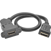 Tripp Lite 1ft HDMI Coupler Keystone Panel Mount Angled F/F Black 1' - P164-001-KPA-BK