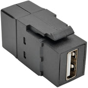 Tripp Lite by Eaton USB 2.0 All-in-One Keystone/Panel Mount Coupler (F/F), Black - U060-000-KP-BK