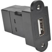 Tripp Lite by Eaton USB 2.0 All-in-One Keystone/Panel Mount Coupler (F/F), Black - U060-000-KP-BK