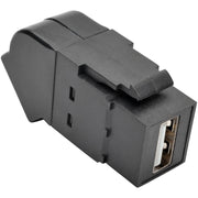 Tripp Lite by Eaton USB 2.0 All-in-One Keystone/Panel Mount Angled Coupler (F/F), Black - U060-000-KPA-BK