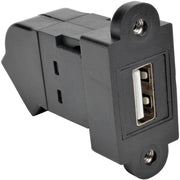 Tripp Lite by Eaton USB 2.0 All-in-One Keystone/Panel Mount Angled Coupler (F/F), Black - U060-000-KPA-BK