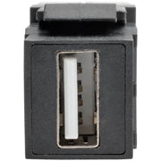 Tripp Lite by Eaton USB 2.0 All-in-One Keystone/Panel Mount Angled Coupler (F/F), Black - U060-000-KPA-BK