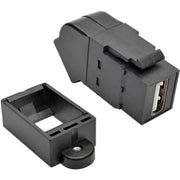 Tripp Lite by Eaton USB 2.0 All-in-One Keystone/Panel Mount Angled Coupler (F/F), Black