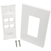 Tripp Lite by Eaton 4-Port Single-Gang Universal Keystone Wallplate, White - N080-104