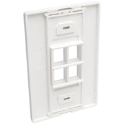 Tripp Lite by Eaton 4-Port Single-Gang Universal Keystone Wallplate, White - N080-104