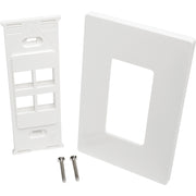 Tripp Lite by Eaton 4-Port Single-Gang Universal Keystone Wallplate, White - N080-104