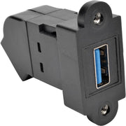 Tripp Lite by Eaton USB 3.0 All-in-One Keystone/Panel Mount Angled Coupler (F/F), Black - U325-000-KPA-BK