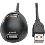 Tripp Lite by Eaton 2-Port USB 2.0 Hi-Speed Desktop Extension Cable (M/2xF), 5 ft