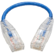 Tripp Lite by Eaton Cat6 Gigabit Snagless Molded Slim UTP Patch Cable (RJ45 M/M), Blue, 6 in. - N201-S6N-BL