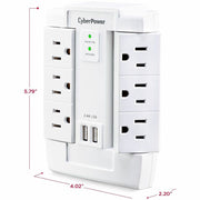 CyberPower Professional CSP600WSURC2 6 Outlets Surge Suppressor/Protector - CSP600WSURC2
