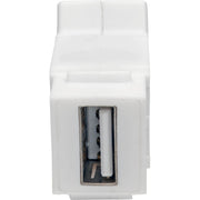 Tripp Lite by Eaton USB 2.0 All-in-One Keystone/Panel Mount Angled Coupler (F/F), White - U060-000-KPA-WH