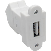 Tripp Lite by Eaton USB 2.0 All-in-One Keystone/Panel Mount Angled Coupler (F/F), White - U060-000-KPA-WH