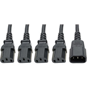 Tripp Lite by Eaton Y Splitter Computer Power Cord, 10A, 18 AWG (C14 to 4x C13), Black, 18 in. - P004-18N-4XC13