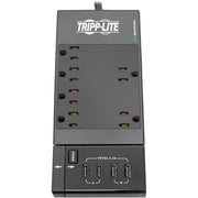 Tripp Lite Surge Protector Power Strip 6-Outlet w/4 USB Charging/Sync Ports - 6 x NEMA 5-15R, 4 x USB - 1800 VA - 1080 J - 120 V AC Input - TLP66USBR