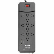 Tripp Lite Surge Protector Power Strip 12 Outlets, 2 USB Charging Ports Tel/Modem/Coax - 12 x NEMA 5-15R, 2 x USB - 1800 VA - 4320 J - 120 V AC Input - Phone/Fax/Modem/DSL, Coaxial Cable Line - TLP128TTUSBB