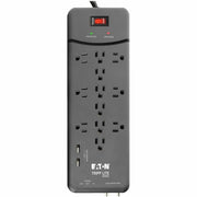 Tripp Lite Surge Protector Power Strip 12 Outlets, 2 USB Charging Ports Tel/Modem/Coax - 12 x NEMA 5-15R, 2 x USB - 1800 VA - 4320 J - 120 V AC Input - Phone/Fax/Modem/DSL, Coaxial Cable Line - TLP128TTUSBB