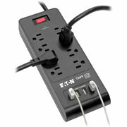 Tripp Lite Surge Protector Power Strip 8-Outlets 4 USB Ports 6ft Cord Black - 8 x NEMA 5-15R, 4 x USB - 1875 VA - 1800 J - 120 V AC Input - TLP864USBB