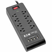 Tripp Lite Surge Protector Power Strip 8-Outlets 4 USB Ports 6ft Cord Black - 8 x NEMA 5-15R, 4 x USB - 1875 VA - 1800 J - 120 V AC Input