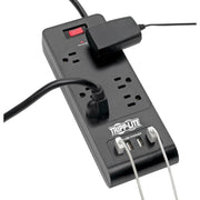 Tripp Lite Surge Protector Power Strip 6-Outlets 4 USB Ports 6ft Cord Black - 6 x NEMA 5-15R, 4 x USB - 1875 VA - 900 J - 120 V AC Input - TLP664USBB