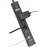 Tripp Lite Surge Protector Power Strip 4-Outlet 4 USB Charging Ports 6ft Cord - 4 x NEMA 5-15R, 4 x USB - 1875 VA - 450 J - 120 V AC Input - TLM446USBB