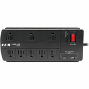 Tripp Lite Surge Protector Power Strip 8-Outlet 2 USB Charging Ports 8ft Cord - 8 x NEMA 5-15R, 2 x USB - 1875 VA - 1200 J - 120 V AC Input - TLP88USBB