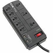 Tripp Lite Surge Protector Power Strip 8-Outlet 2 USB Charging Ports 8ft Cord - 8 x NEMA 5-15R, 2 x USB - 1875 VA - 1200 J - 120 V AC Input