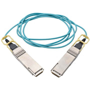 Tripp Lite by Eaton QSFP28 to QSFP28 Active Optical Cable - 100GbE, AOC, M/M, Aqua, 2 m (6.6 ft.) - N28H-02M-AQ