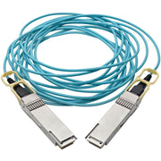Tripp Lite by Eaton QSFP28 to QSFP28 Active Optical Cable - 100GbE, AOC, M/M, Aqua, 5 m (16.4 ft.) - N28H-05M-AQ