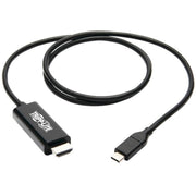Tripp Lite by Eaton U444-003-H4K6BE USB-C to HDMI Adapter, M/M, Black, 3 ft. - U444-003-H4K6BE