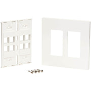 Tripp Lite by Eaton 8-Port Keystone Double-Gang Faceplate, White, TAA - N080-208