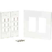 Tripp Lite by Eaton 12-Port Keystone Double-Gang Faceplate, White, TAA - N080-212