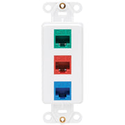 Tripp Lite by Eaton Center Plate Insert, Decora Style - Vertical, 3 Ports - N042D-003V-WH