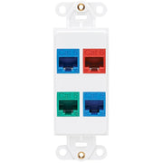 Tripp Lite by Eaton Center Plate Insert, Decora Style - Vertical, 4 Ports - N042D-004V-WH