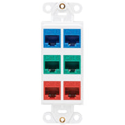 Tripp Lite by Eaton Center Plate Insert, Decora Style - Vertical, 6 Ports - N042D-006V-WH