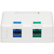 Tripp Lite by Eaton Surface-Mount Box for Keystone Jacks - 2 Ports, White - N082-002-WH