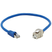 Tripp Lite by Eaton Cat6a Keystone Jack Cable Assembly, RJ45 M/F, 18 in., Blue - N237A-F18N-WHSH