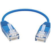 Tripp Lite by Eaton Cat6a 10G Certified Molded Ultra-Slim UTP Ethernet Cable (RJ45 M/M), Blue, 6 in. - N261-UR6N-BL