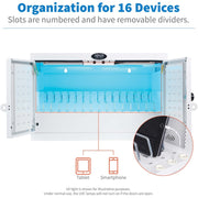 Tripp Lite by Eaton CS16USBWHG Hospital-Grade 16-Device UV Charging Cabinet, White - CS16USBWHG