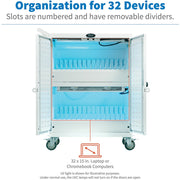 Tripp Lite by Eaton CSC32ACWHG Hospital-Grade 32-Device UV Charging Cart, White - CSC32ACWHG