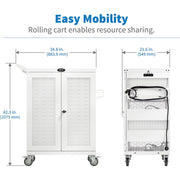 Tripp Lite by Eaton CSC32ACWHG Hospital-Grade 32-Device UV Charging Cart, White - CSC32ACWHG