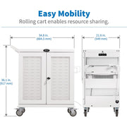 Tripp Lite by Eaton CSC32USBWHG Hospital-Grade 32-Device UV Charging Cart, White - CSC32USBWHG