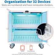 Tripp Lite by Eaton CSC32USBWHG Hospital-Grade 32-Device UV Charging Cart, White - CSC32USBWHG