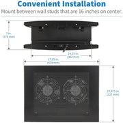 Tripp Lite by Eaton Wiring Closet Exhaust Fan, 475 CFM, NEMA 5-15P Input, Black - SRCLOSETFAN