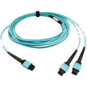 Tripp Lite by Eaton N846D-05M-24BAQ 400G Multimode 50/125 OM4 Fiber Optic Cable, Aqua, 5 m - N846D-05M-24BAQ