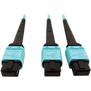 Tripp Lite by Eaton N846D-05M-24BAQ 400G Multimode 50/125 OM4 Fiber Optic Cable, Aqua, 5 m - N846D-05M-24BAQ