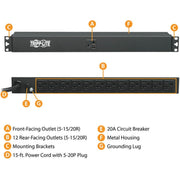 Tripp Lite by Eaton PDU1226 13-Outlets PDU - PDU1226