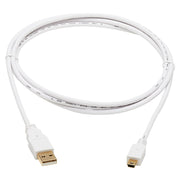 Tripp Lite Safe-IT USB-A to USB Mini-B Antibacterial Cable (M/M), USB 2.0, White, 6 ft. - U030AB-006-WH