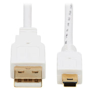 U030AB-003-WH_Tripp Lite Safe-IT USB-A to USB Mini-B Antibacterial Cable (M/M), USB 2.0, White, 3 ft.